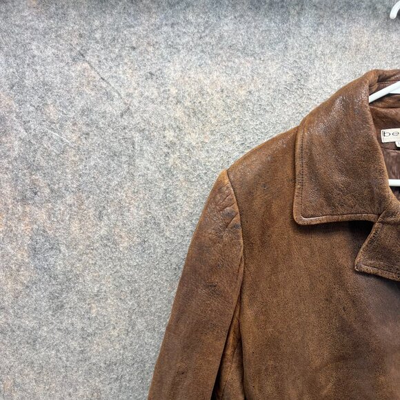 Vintage Bebe Leather Jacket Womens Medium Brown Blazer San Francisco 90s - Picture 8 of 11